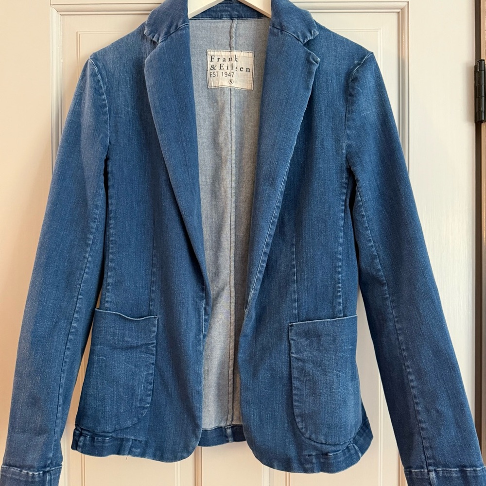 Frank & Eileen Classic Dublin Blue Denim Blazer sz S